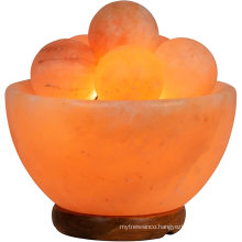 Natural Himalayan Salt Ball Bowl Lamp Authentic Crystal Stone , Premium Quality Wood Base with Dimmer Switch oils diffuser